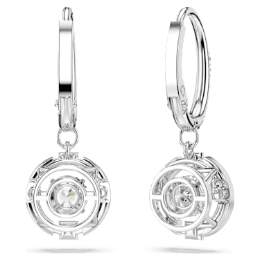 Swarovski Sparkling Dance drop earrings, Round cut, White, Rhodium
