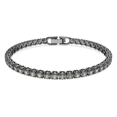 Matrix Tennis bracelet, Round cut, Gray, Ruthenium plated Matrix Tennis bracelet, Round cut, Gray, Ruthenium plated
