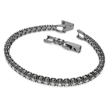Pulsera Matrix Tennis, Talla redonda, Gris, Baño de rutenio - Swarovski, 5504678