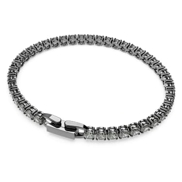 Pulsera Matrix Tennis, Talla redonda, Gris, Baño de rutenio - Swarovski, 5504678