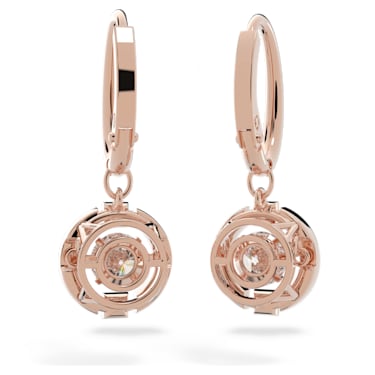 Swarovski Sparkling Dance 水滴形耳環, 圓形切割, 白色, 鍍玫瑰金色調 - Swarovski, 5504753