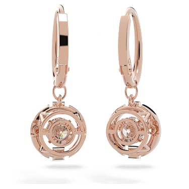 Una 드롭 이어링, 라운드 컷, 화이트, 18K 로즈 골드 피니시 - Swarovski, 5504753
