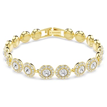Zapestnica Tennis Una Angelic, Okrogli rez, Pavé, Srednja, Bela, PVD zlatega odtenka - Swarovski, 5505469