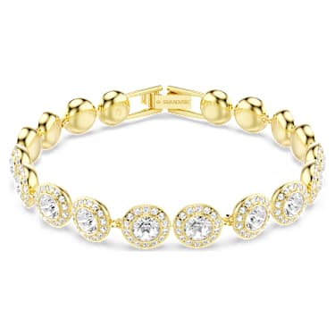 Una Angelic สร้อยข้อมือ, เจียระไนทรงกลม, ฝังแบบพาเว่, ขนาดกลาง, ขาว, ตกแต่งผิวด้วยทองคำ 18K - Swarovski, 5505469