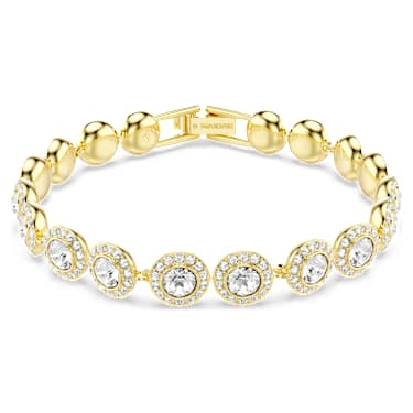 Zapestnica Tennis Una Angelic, Okrogli rez, Pavé, Srednja, Bela, PVD zlatega odtenka - Swarovski, 5505469