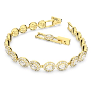 Angelic bracelet, Round cut, Pavé, Medium, White, Gold-tone plated - Swarovski, 5505469