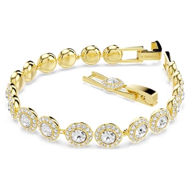 Zapestnica Tennis Una Angelic, Okrogli rez, Pavé, Srednja, Bela, PVD zlatega odtenka - Swarovski, 5505469