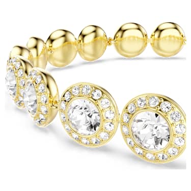 Una Angelic bracelet, Round cut, Pavé, Medium, White, Gold