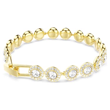 Angelic bracelet, Round cut, Pavé, Medium, White, Gold-tone plated