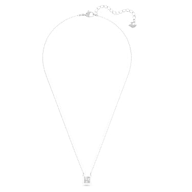 Stilla Attract necklace, Square cut, White, Rhodium plated - Swarovski, 5510696