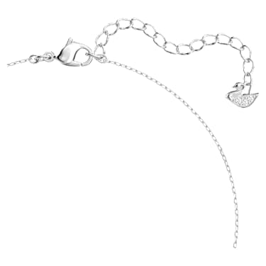 Stilla Attract necklace, Square cut, White, Rhodium plated - Swarovski, 5510696