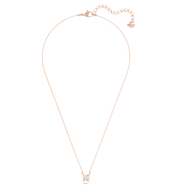 Stilla Attract necklace, Square cut, White, Rose gold-tone plated - Swarovski, 5510698
