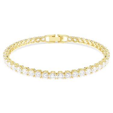 Matrix Tennis bracelet, Round cut, White, Gold-tone plated - Swarovski, 5511544