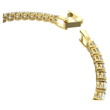 Matrix Tennis bracelet, Round cut, White, Gold-tone plated - Swarovski, 5511544