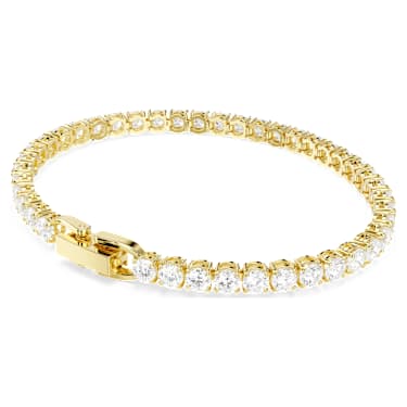 Bracelet Matrix Tennis, Taille ronde, Blanc, Placage de ton or - Swarovski, 5511544