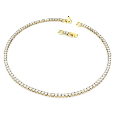 Matrix Tennis necklace, Round cut, White, Gold-tone plated - Swarovski, 5511545