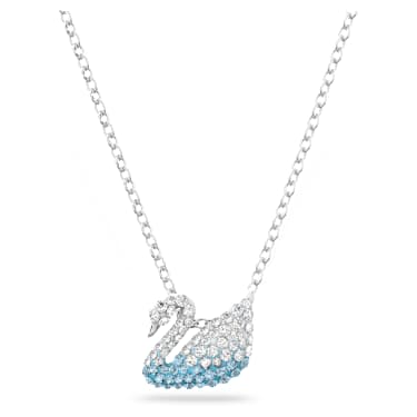 Swan 链坠, 天鹅, 小号, 蓝色, 镀铑 - Swarovski, 5512094