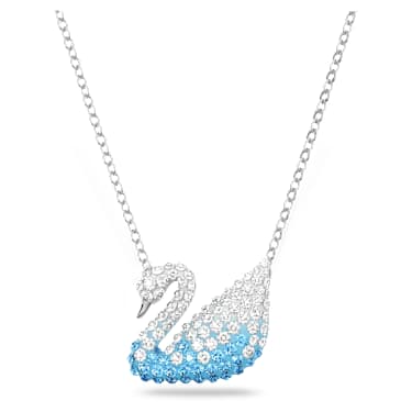 Swan 链坠, 天鹅, 蓝色, 镀铑 - Swarovski, 5512095