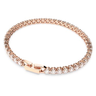 Pulseira Matrix Tennis, Lapidação redonda, Branca, Lacado a rosa dourado - Swarovski, 5513400