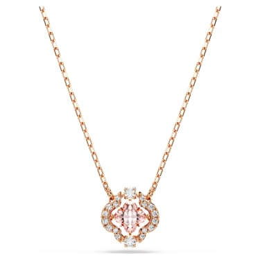 Colar Una, Trevo de quatro folhas, Rosa, Lacado a rosa dourado - Swarovski, 5514488