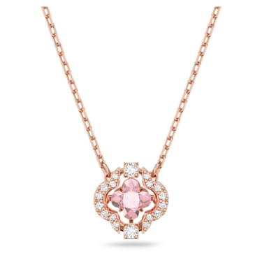 Swarovski Sparkling Dance necklace, Clover, Pink, Rose gold-tone plated - Swarovski, 5514488