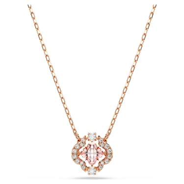 Una necklace, Clover, Pink, Rose gold-tone plated