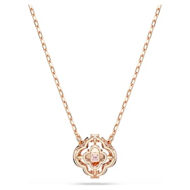 Swarovski クローバー ローズゴールド Una ネックレス, クローバー, ピンク, 18Kローズゴールドコーティング
