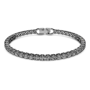 Matrix Tennis ブレスレット, ラウンドカット, グレー, ルテニウム・プレーティング - Swarovski, 5514655