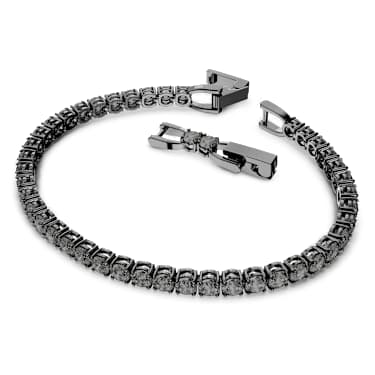 Matrix Tennis bracelet, Round cut, Gray, Ruthenium plated - Swarovski, 5514655