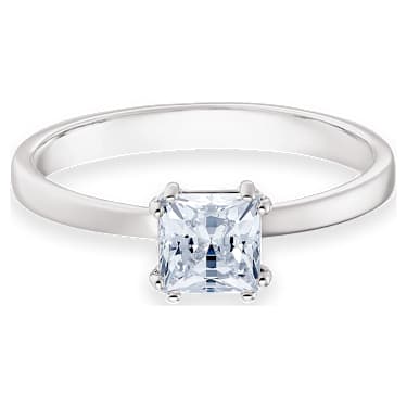 Attract ring Square cut White Rhodium plated Swarovski
