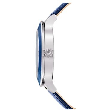 Octea Lux watch, Swiss Made, Moon, Leather strap, Blue, Stainless steel - Swarovski, 5516305