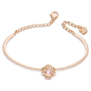 Pevný náramek Una, Jetel, Růžová, Pokoveno v růžovozlatém odstínu - Swarovski, 5516476
