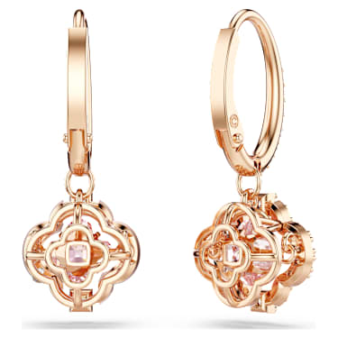 Una csepp alakú fülbevaló, Lóhere, Rózsaszín, 18 kt-os rózsaarany bevonat - Swarovski, 5516477