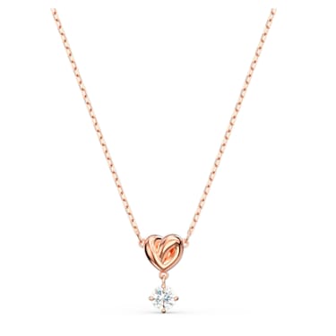 Lifelong Heart pendant, White, Rose gold-tone plated - Swarovski, 5516542