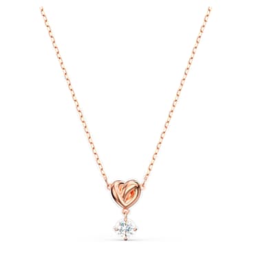 Wisiorek Lifelong Heart, Biały, Wykończenie z 18-karatowego różowego złota - Swarovski, 5516542