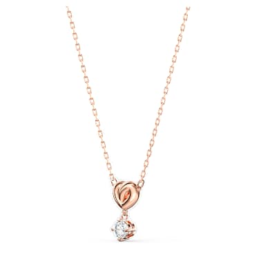 Lifelong Heart 链坠, 白色, 玫瑰金色饰面 - Swarovski, 5516542