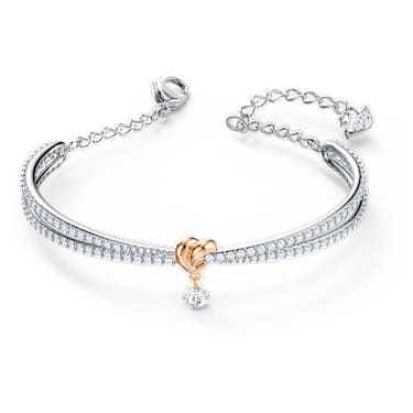 Brazalete Lifelong Heart, Corazón, Blanco, Combinación de acabados metálicos - Swarovski, 5516544
