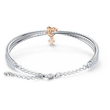 Brazalete Lifelong Heart, Corazón, Blanco, Combinación de acabados metálicos - Swarovski, 5516544
