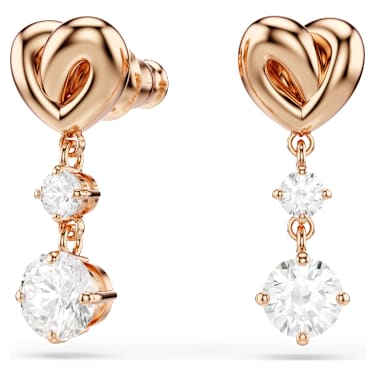 Pendants d'oreilles Lifelong Heart, Cœur, Blanches, Doré à l’or rose 18 carats (750/1000) - Swarovski, 5517942