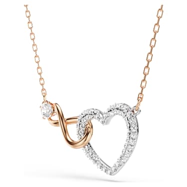 Colar Hyperbola, Infinito e coração, Branco, Acabamento de combinação de metais - Swarovski, 5518865