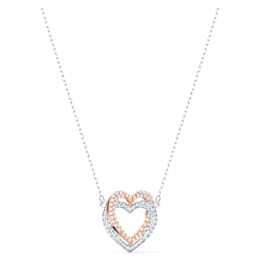 Collana Hyperbola, Cuore, Bianca, Mix di finiture - Swarovski, 5518868
