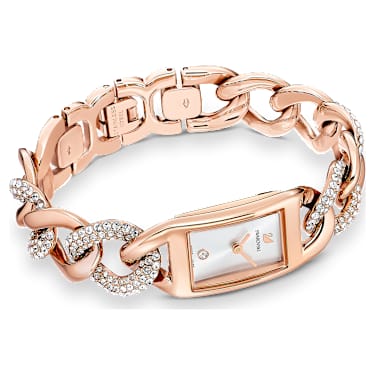 Cocktail watch Swiss Made Pav Metal bracelet Rose gold tone