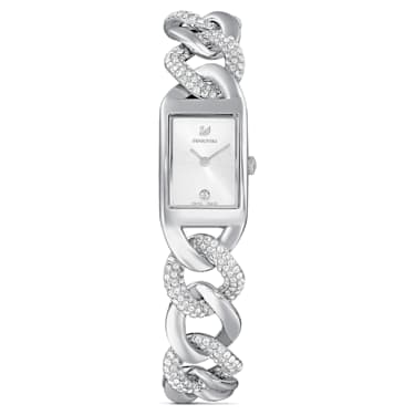 Cocktail watch, Swiss Made, Pavé, Metal bracelet, Silver tone, Stainless steel - Swarovski, 5519330