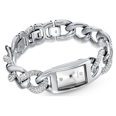 Cocktail horloge, Swiss Made, Pavé, Metalen armband, Zilverkleurig, Roestvrij staal - Swarovski, 5519330