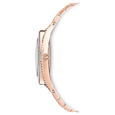 Ceas Crystalline Aura, Fabricat în Elveția, Brățară de metal, Nuanță roz-aurie, Finisaj în nuanță roz-aurie - Swarovski, 5519459