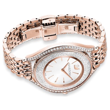 Ceas Crystalline Aura, Fabricat în Elveția, Brățară de metal, Nuanță roz-aurie, Finisaj în nuanță roz-aurie - Swarovski, 5519459
