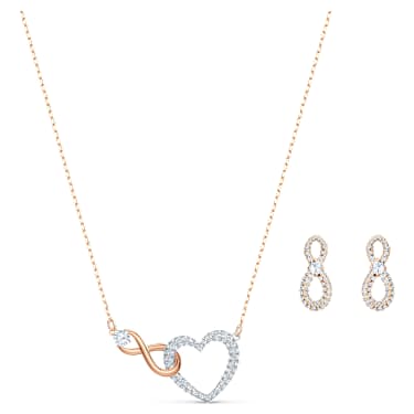 Sada Hyperbola, Nekonečno a srdce, Bílá, Povrchová úprava použitím směsi kovů - Swarovski, 5521040