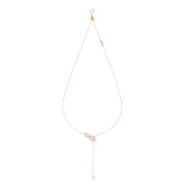 Collar en Y Hyperbola, Símbolo del infinito, Blanco, Baño tono oro rosa - Swarovski, 5521346
