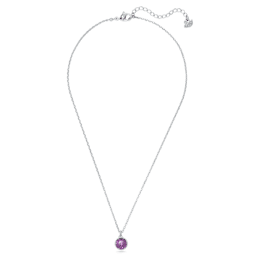 Birthstone pendant, Round cut, February, Purple, Rhodium plated - Swarovski, 5522773