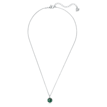 Birthstone pendant, Round cut, May, Green, Rhodium plated - Swarovski, 5522776